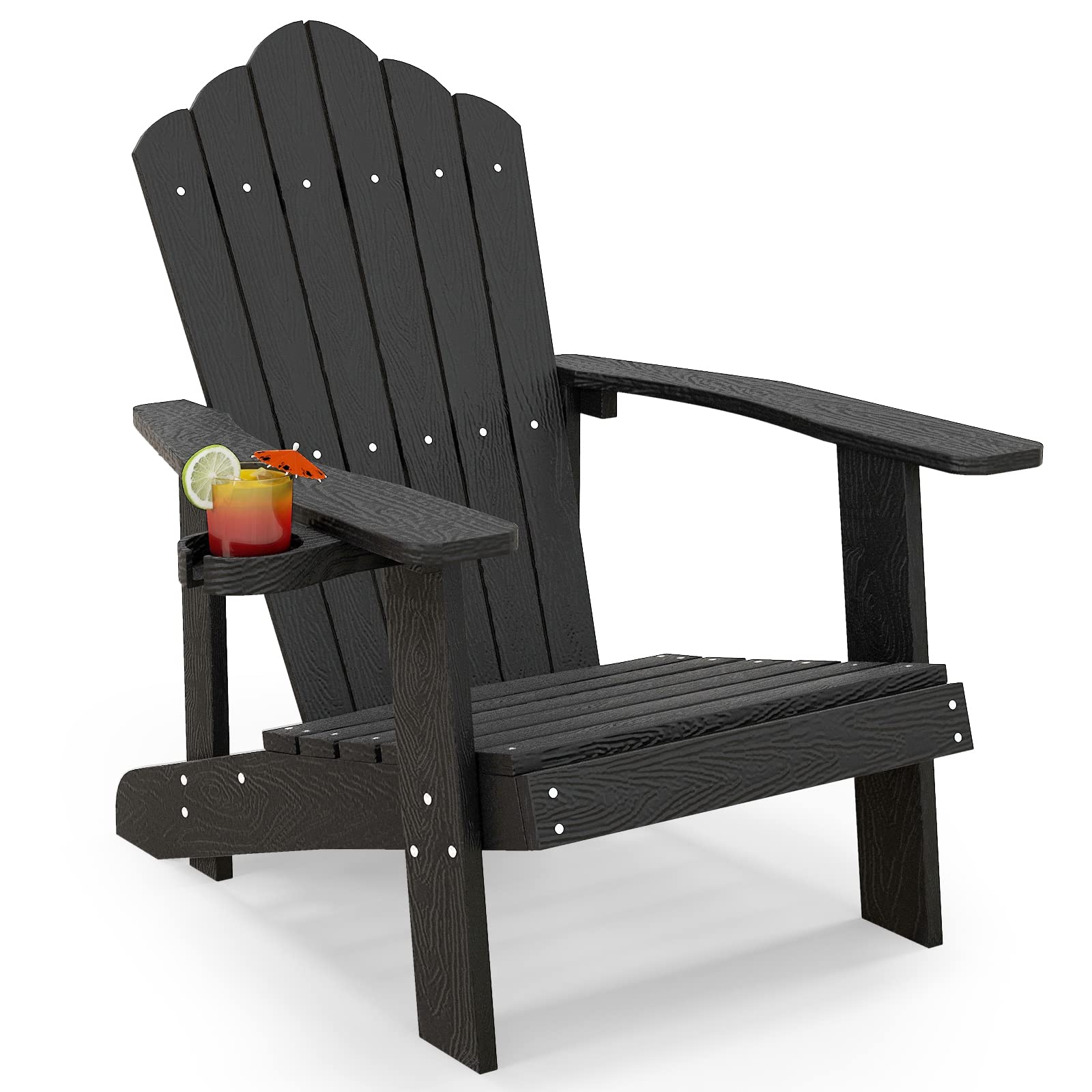 Tangkula Oversized Adirondack Chair, Patio Lounge Chairs w/Adjustable Cup Holder